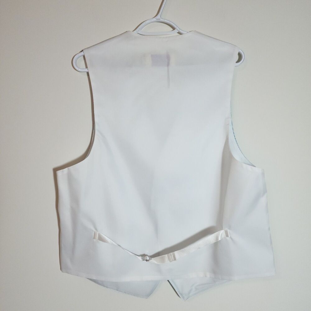 Jean Yves Paris Formal Dress Vest White Aqua Green Striped Made USA Men's M - Picture 3 of 8